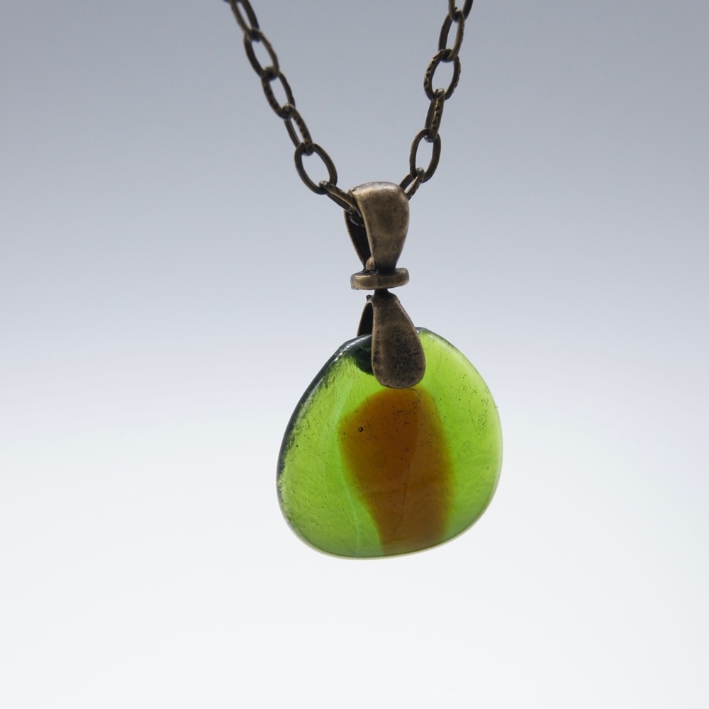 Recycled Wine and Beer Bottle Glass Necklace Upcycled Unique Alcohol Seaglass